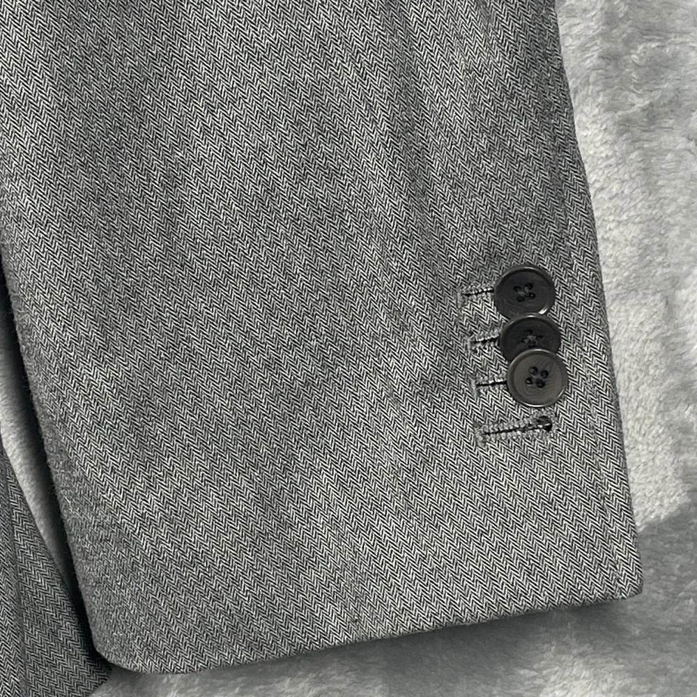 Banana Republic Tailored Fit Grey Herringbone Emmetex Italian Fabric Blazer 42R